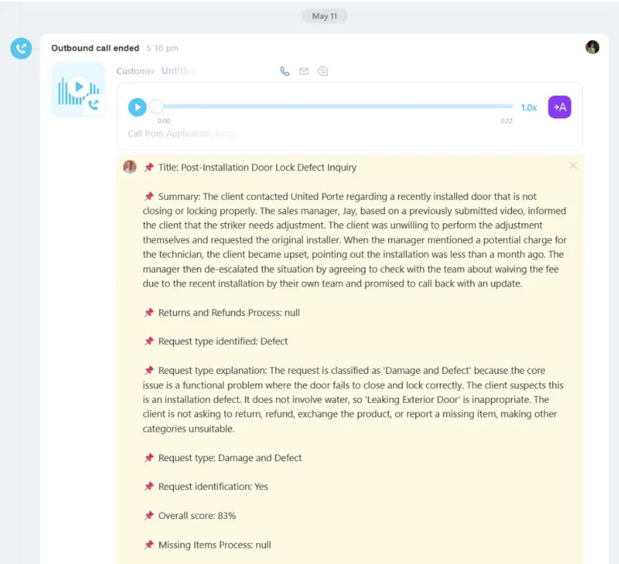 AI-аналіз дзвінка CRM